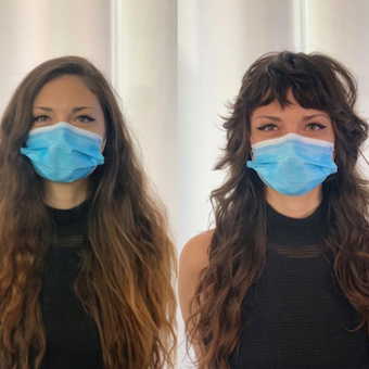 Before and After shag cut